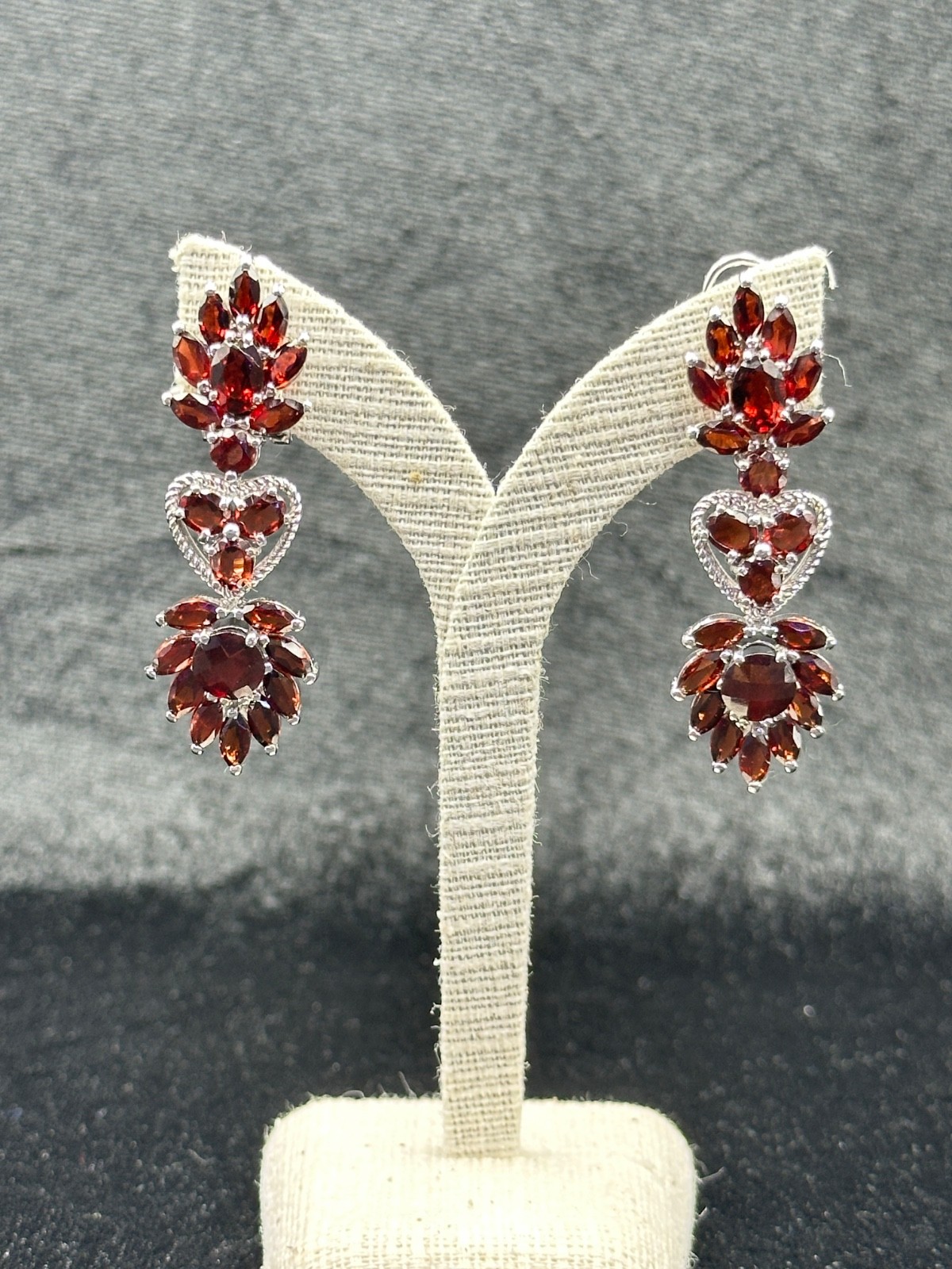 Beautiful Victorian Handmade Faceted Garnet Earrings, 925 Sterling Silver
