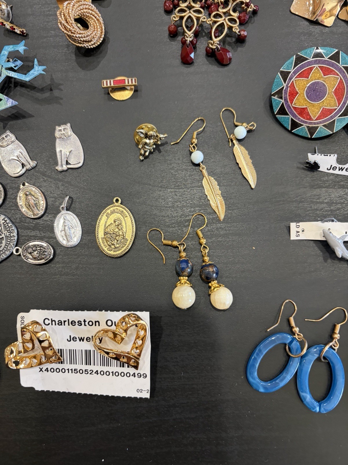 Vintage Costume Jewelry Lot Earrings Ring Lapel Pins Pieces And Sets