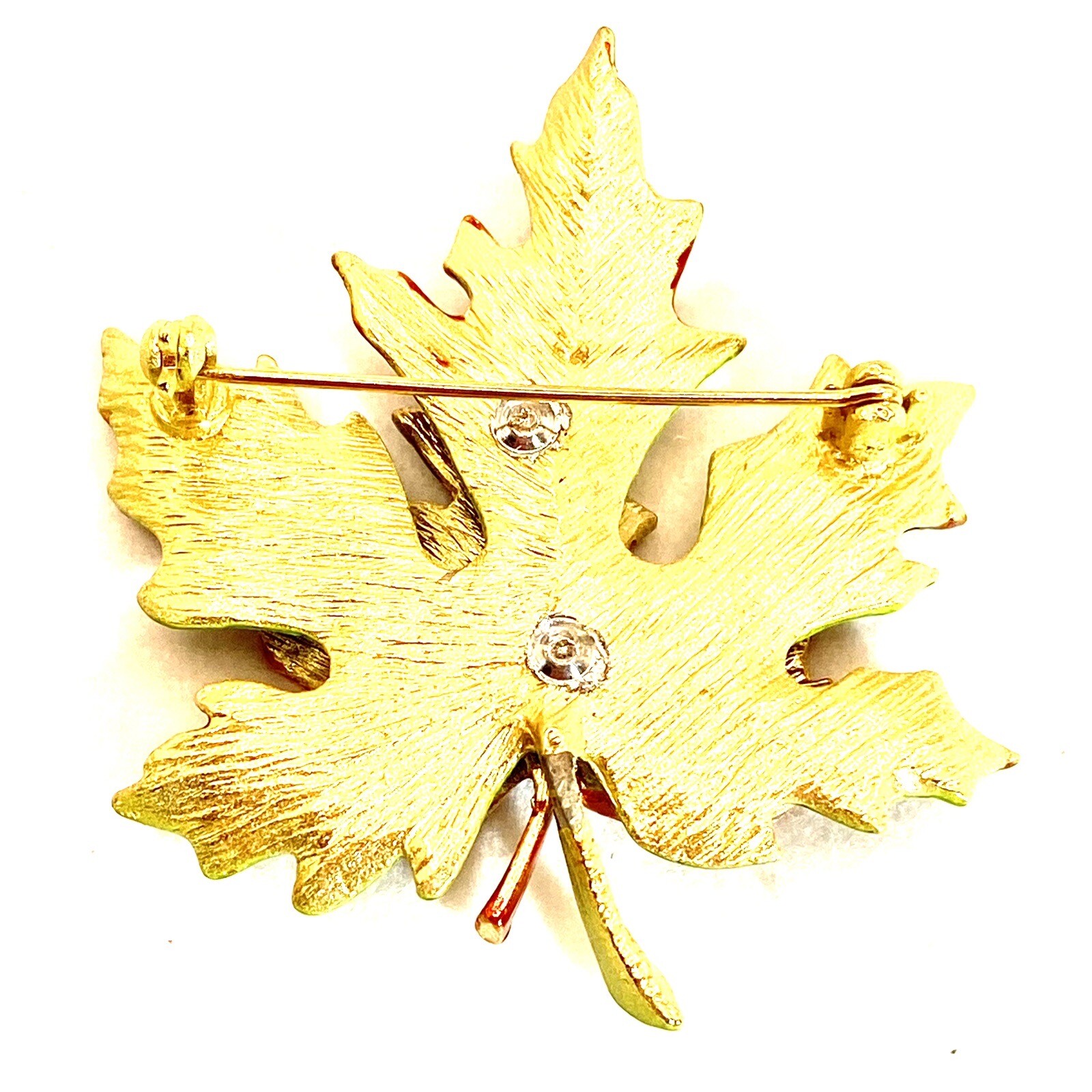 Vtg GoldTone Unmarked Brooch ClipOn Earrings 3D Fall Colors Leaves Unique Rare C