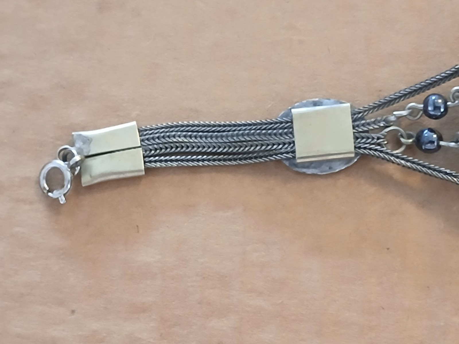 Vintage 900 coin Silver And Black Onyx Middle Eastern/Turkish Bracelet 7″