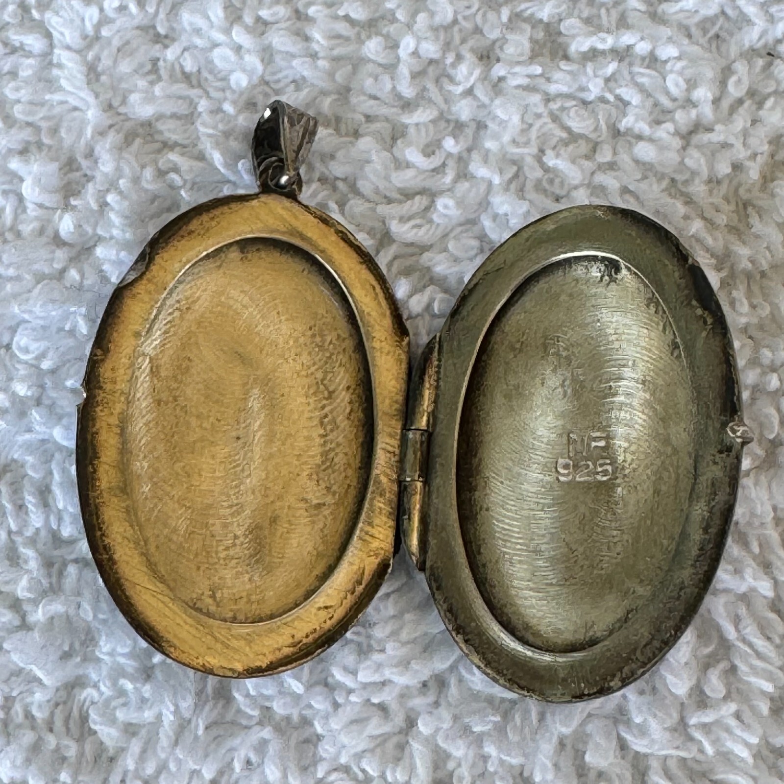 Vintage Signed NF 925 Marcasite Flora Locket Pendant Oval 12.58G Sterling Silver