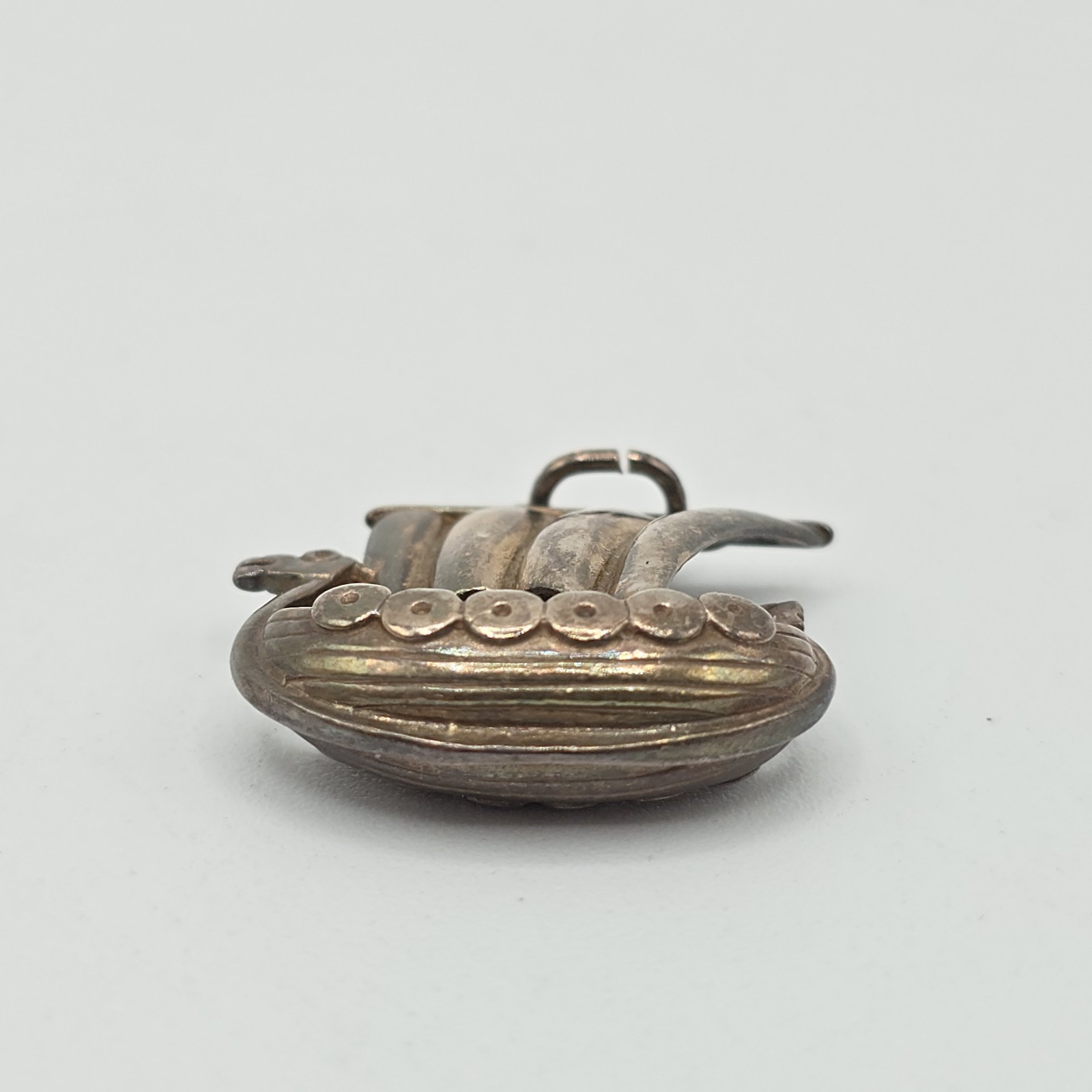 VTG Viking Ship Pendant Silver Dragon Boat Norse Nautical Unmarked 7g 1″ READ