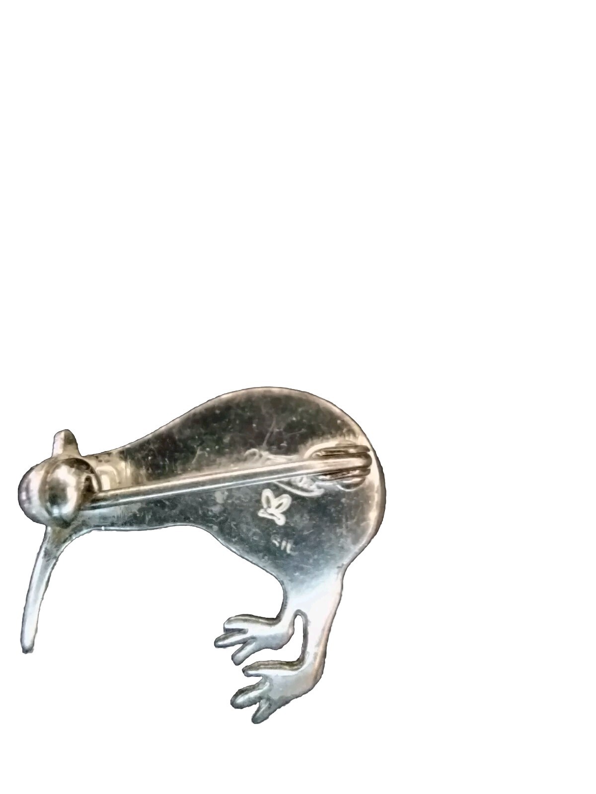 Sterling Silver New Zealand Kiwi Bird Abalone Shell Brooch Vintage Cute
