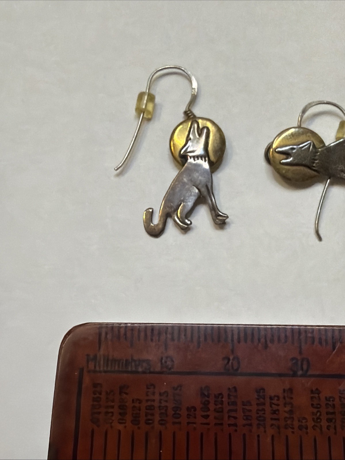 Signed Ben Chavez Native Sterling Silver Howling Wolf Coyote Earrings Vintage