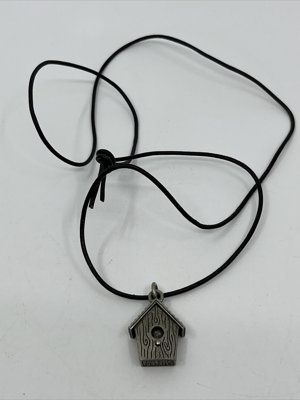 Vintage Estate Jim Clift Pewter Birdhouse Pendant & Pierced Earrings Set