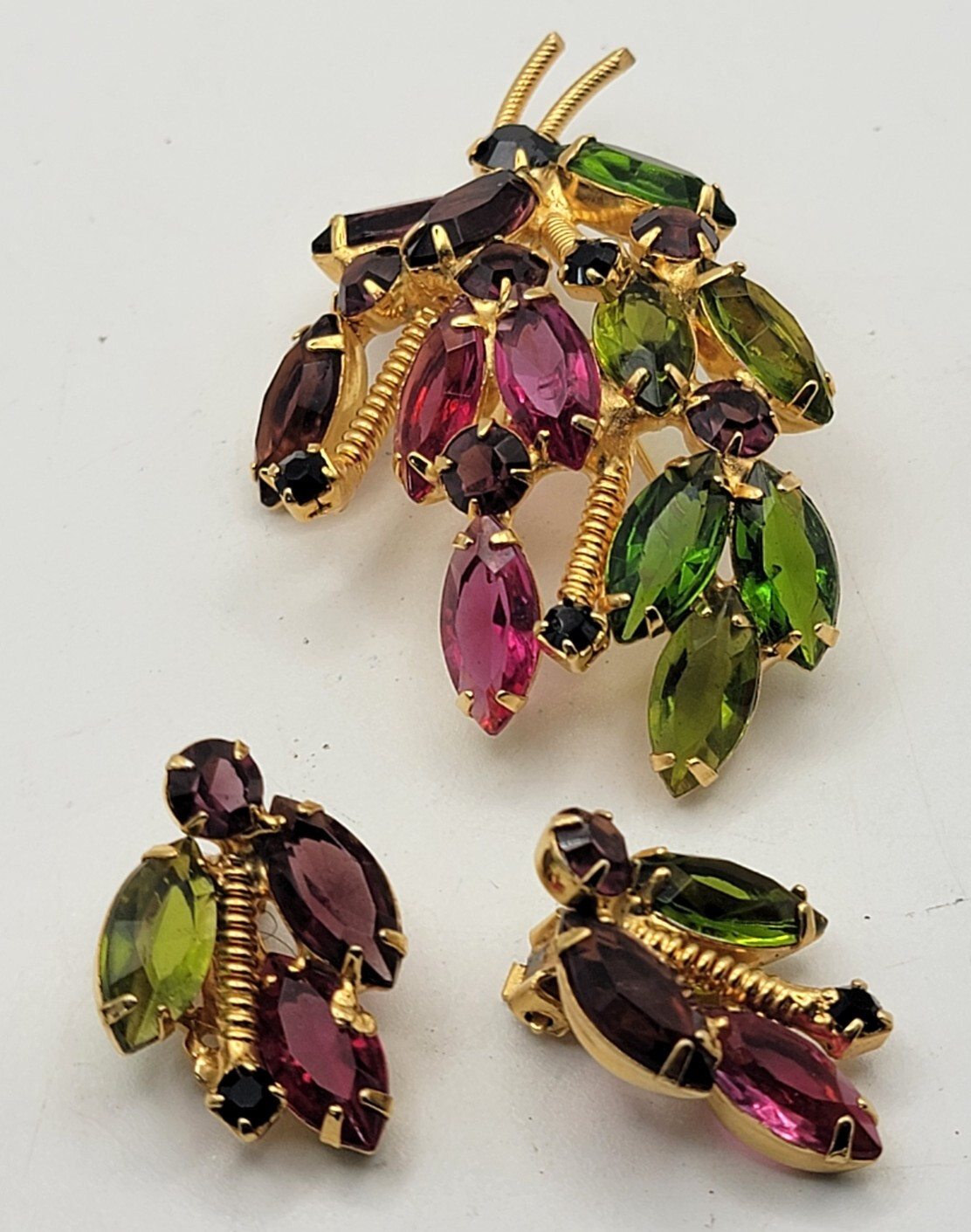 Juliana D & E DeLizza Elster Leaf Brooch and Earring Set #2
