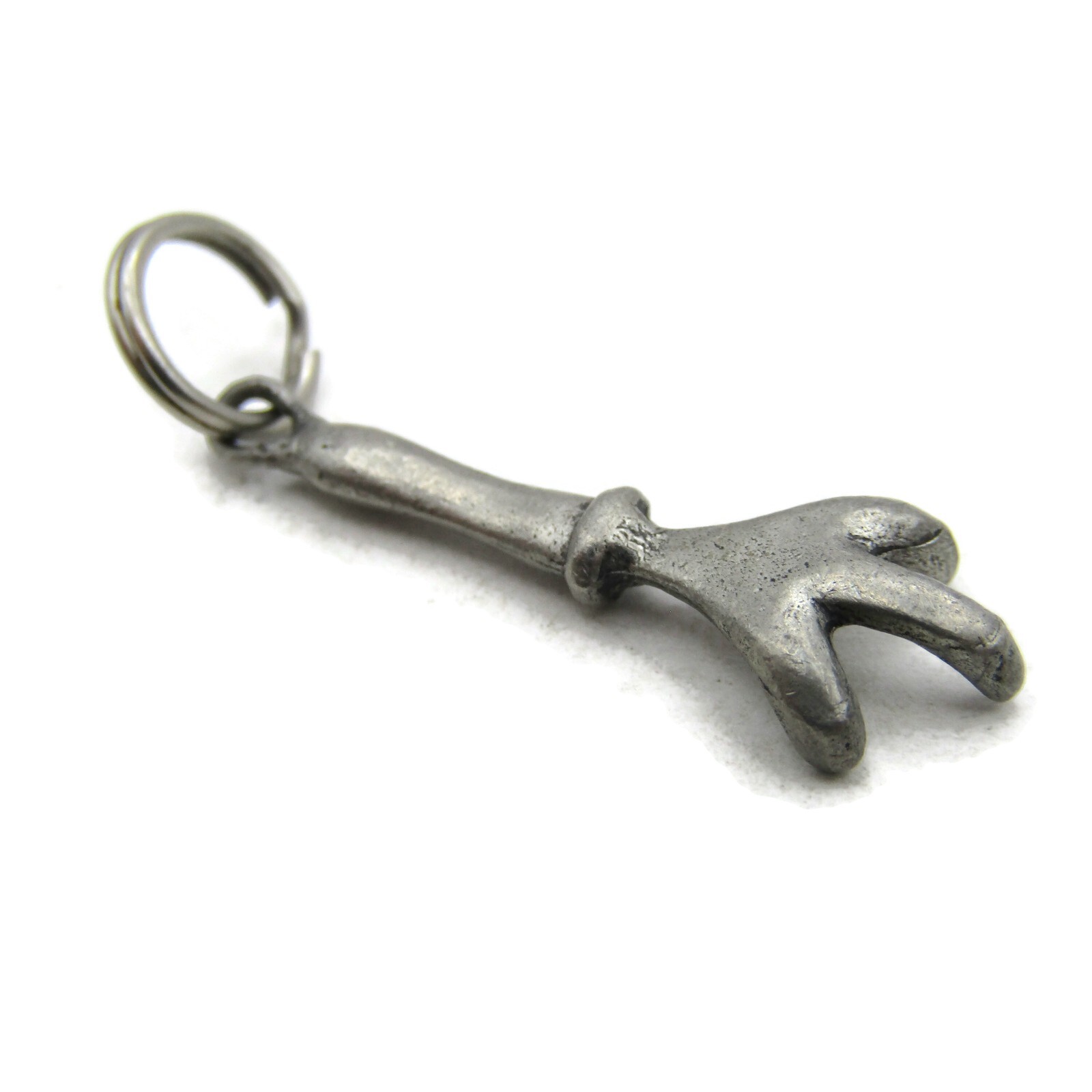 Vintage Bird Claw Talon Charm Pendant Pewter Silver Tone Gothic Good Luck