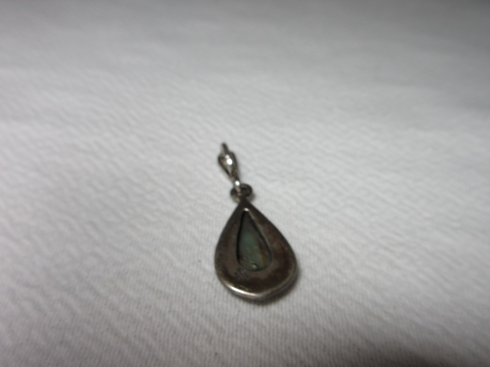 VINTAGE STERLING SILVER ABALONE SHELL NECKLACE PENDANT WITH MARCASITES CW #80