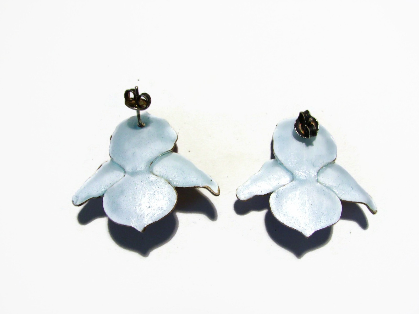 Vintage Sterling Silver Purple Enamel Orchid Post Earrings