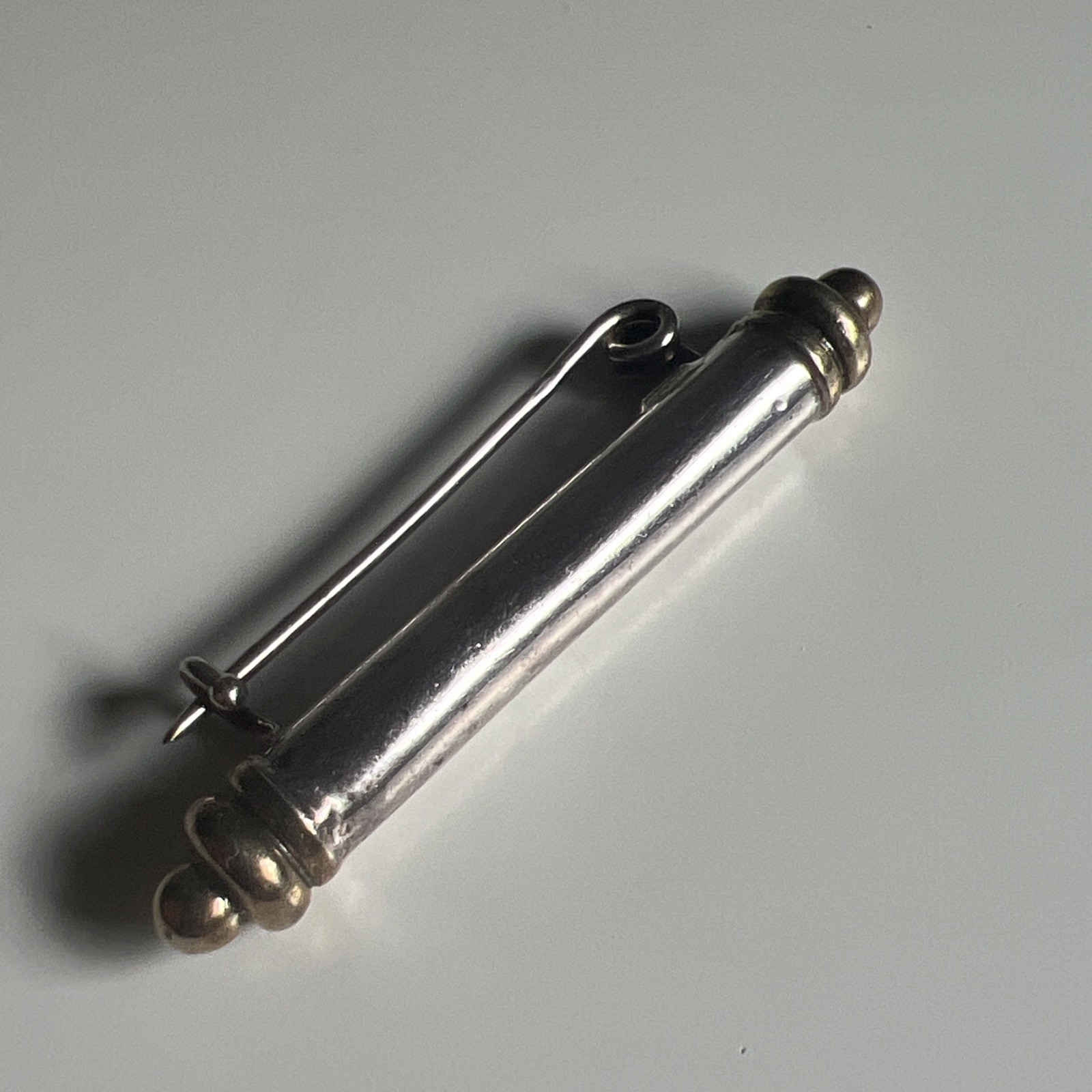 Vintage Sterling Silver Bar Brooch Pin Gold Tone Mixed Metal Italy 2″ Scroll 925