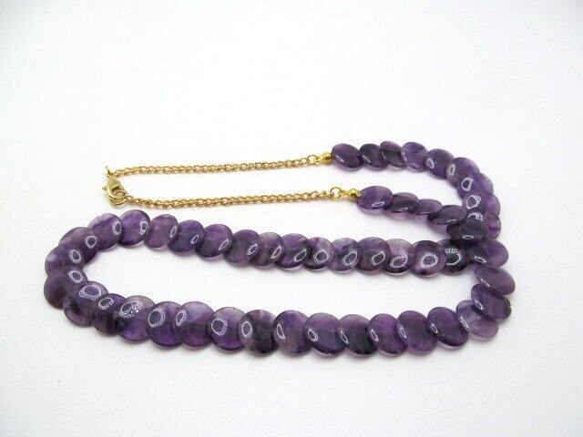 Vintage Amethyst 12.25mm Round Side Laying Disc Stone Necklace 22.5 In