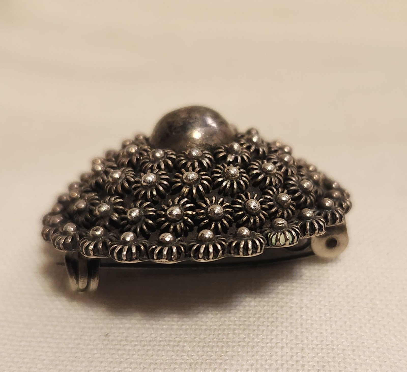 Vintage 925 Sterling Silver Cannetille Style Mexico M.D. Artist Signed Brooch