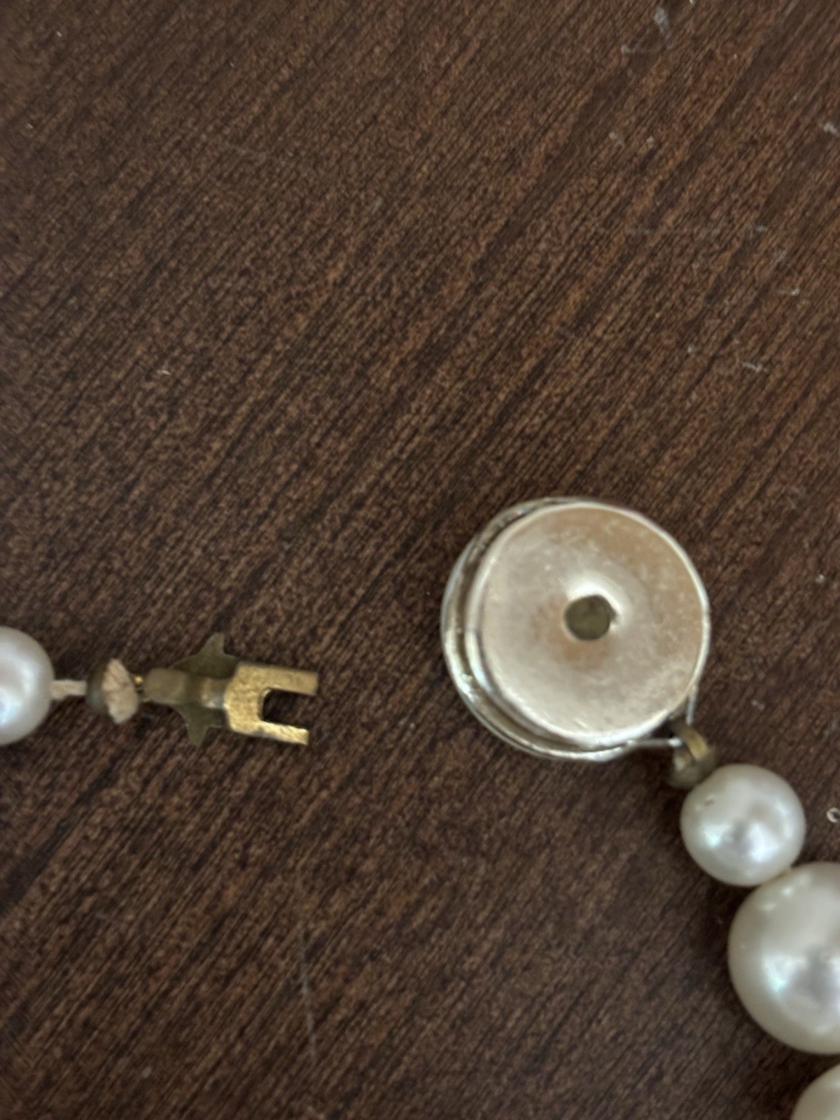 Faux Pearl Necklace 925 Sterling Silver tone Statement 17.5 in Vintage
