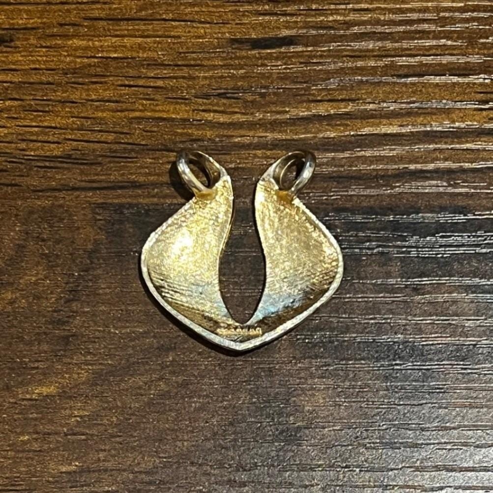 Vtg Sarah Cov Gold Tone Sculptural Wave Hidden Pendant 1970s Modernist