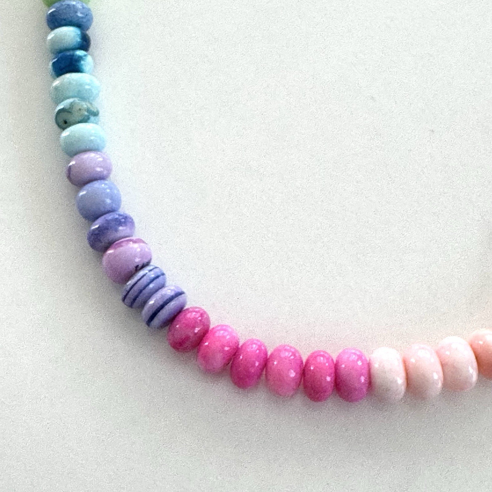 AC Rainbow Candy Collar Necklace Agate Opal Quartz Gemstone Beads 16” + 2” Ext