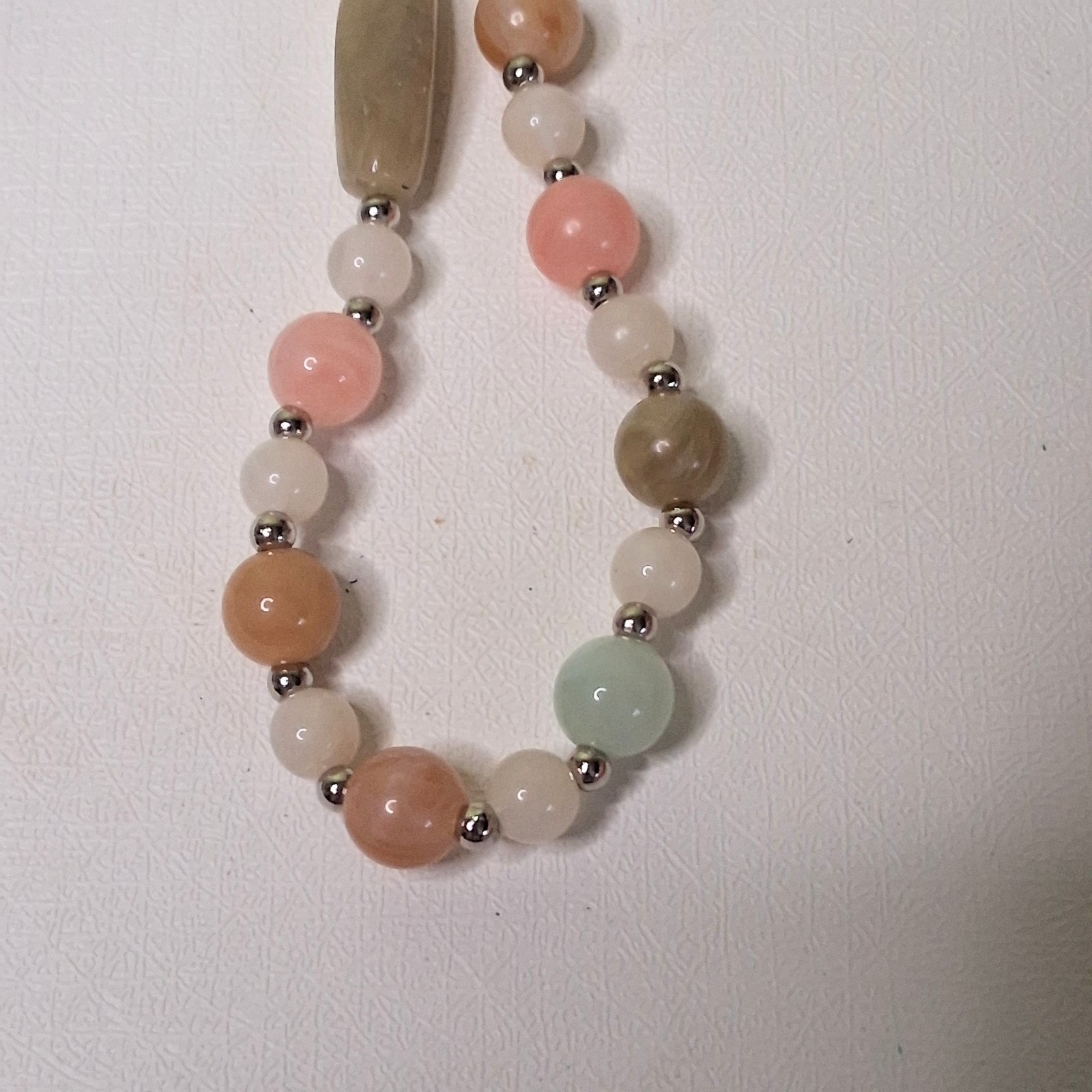 Long Beaded Necklace Multi-Color Pastel Stone Glass Beads 30 Inch Boho Vintage