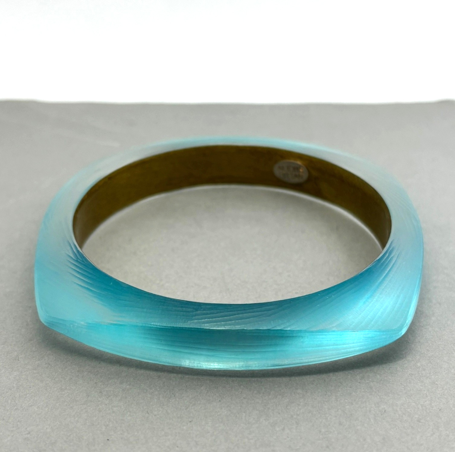 Alexis Bittar Bangle Bracelet Lucite Aqua Light Blue Translucent Vintage