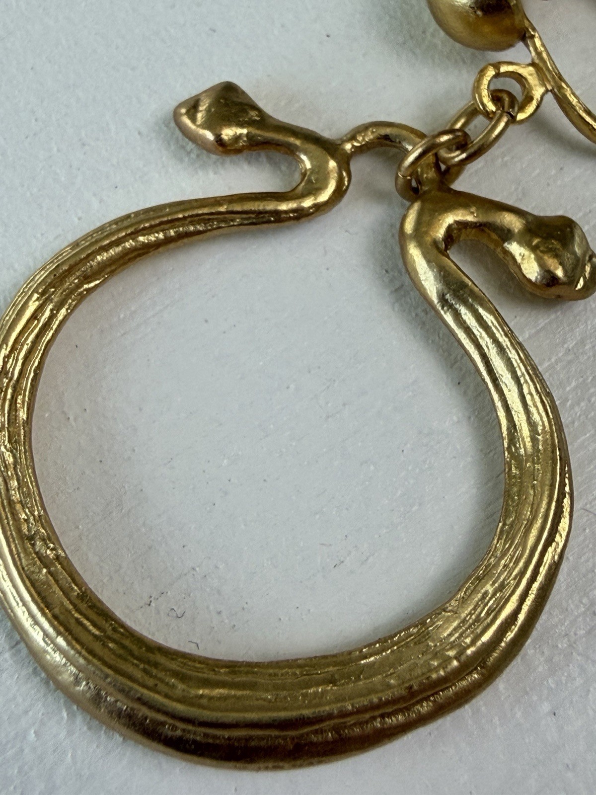 RARE Vintage Alva Museum Replicas Serpent Hoop Earrings Gold Tone VTG