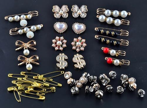 Charms for Socks Safety Pins 54pcs Brooches and Pins for Women Gold Junk Sock