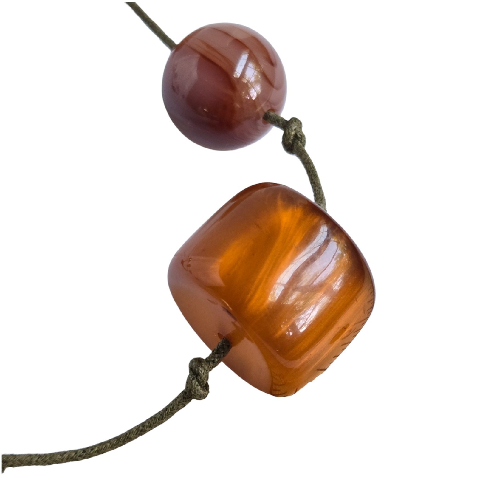 Chunky Earth Tone Ceramic & Marbled Acrylic Knotted Beads Long Necklace Boho 38″