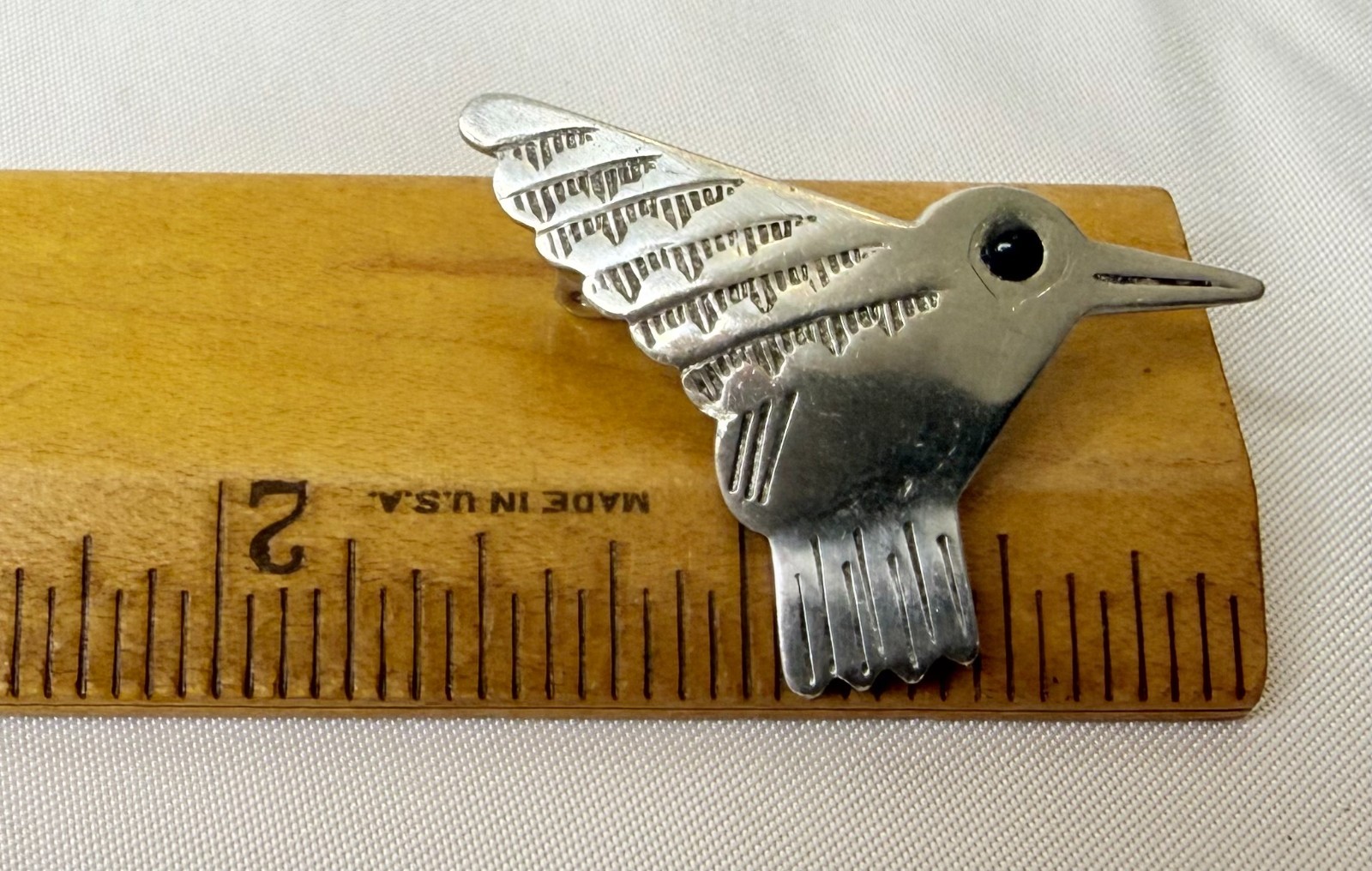 Vintage JJ JONETTE Silver Tone Pewter South Western Bird Pin Brooch 1988