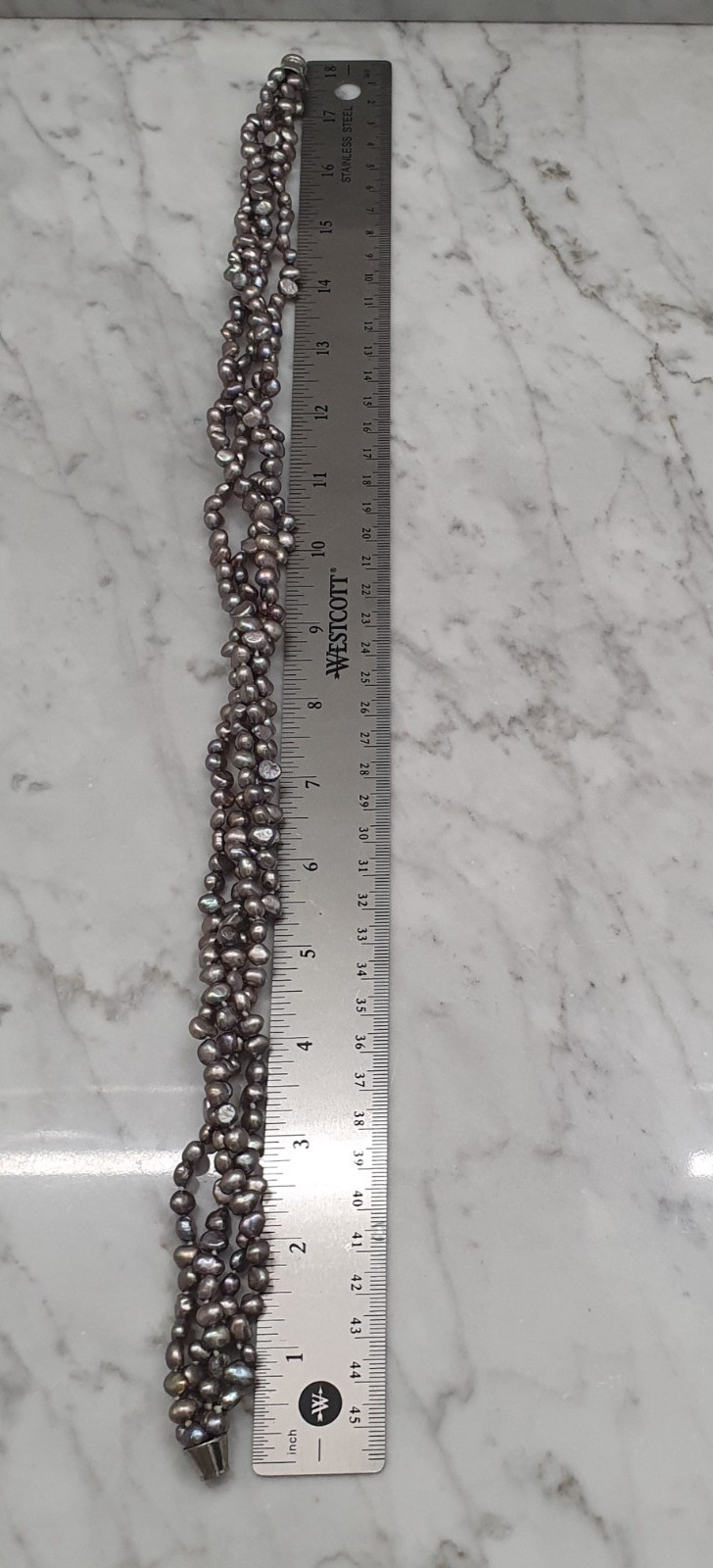 4 Strand Freshwater Pearl Necklace 17.5″ & Bracelet 7.5″ Gray Pink Iridescence