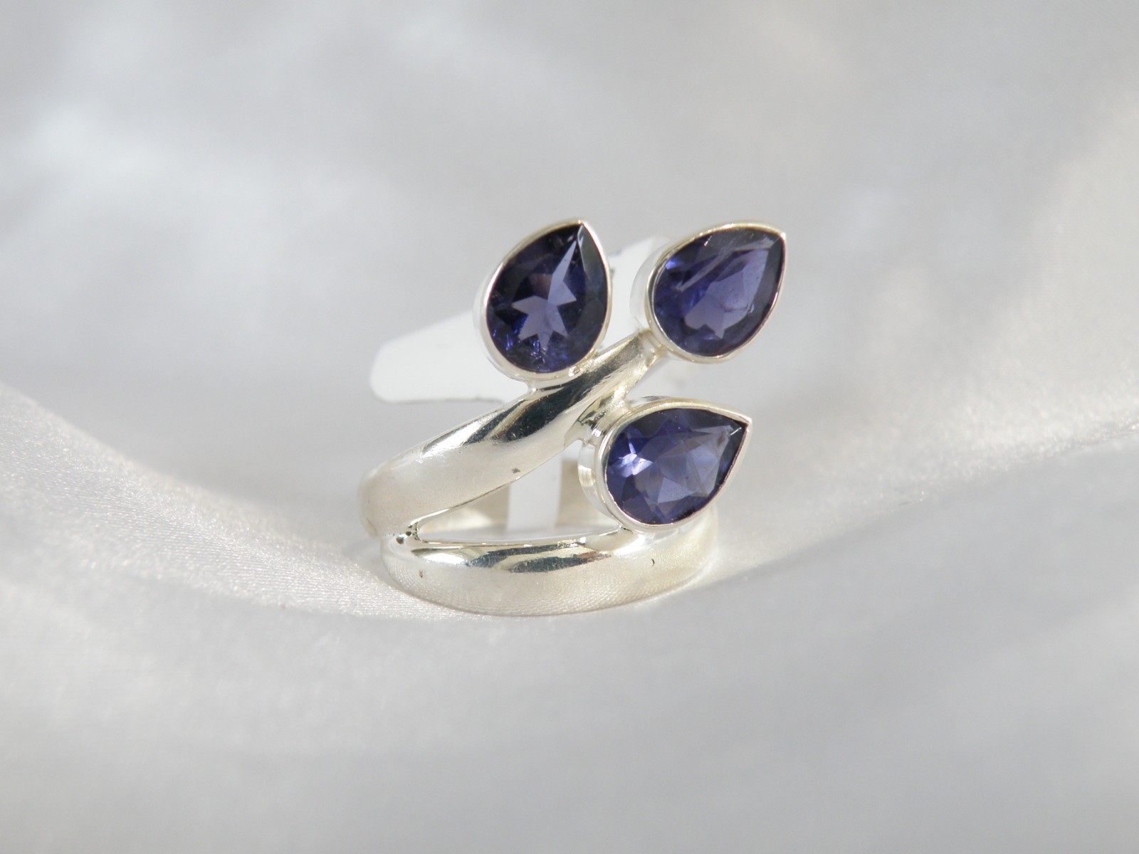 Chunky Sterling Silver 925 Bold Iolite Wrap Band Ring Size 8