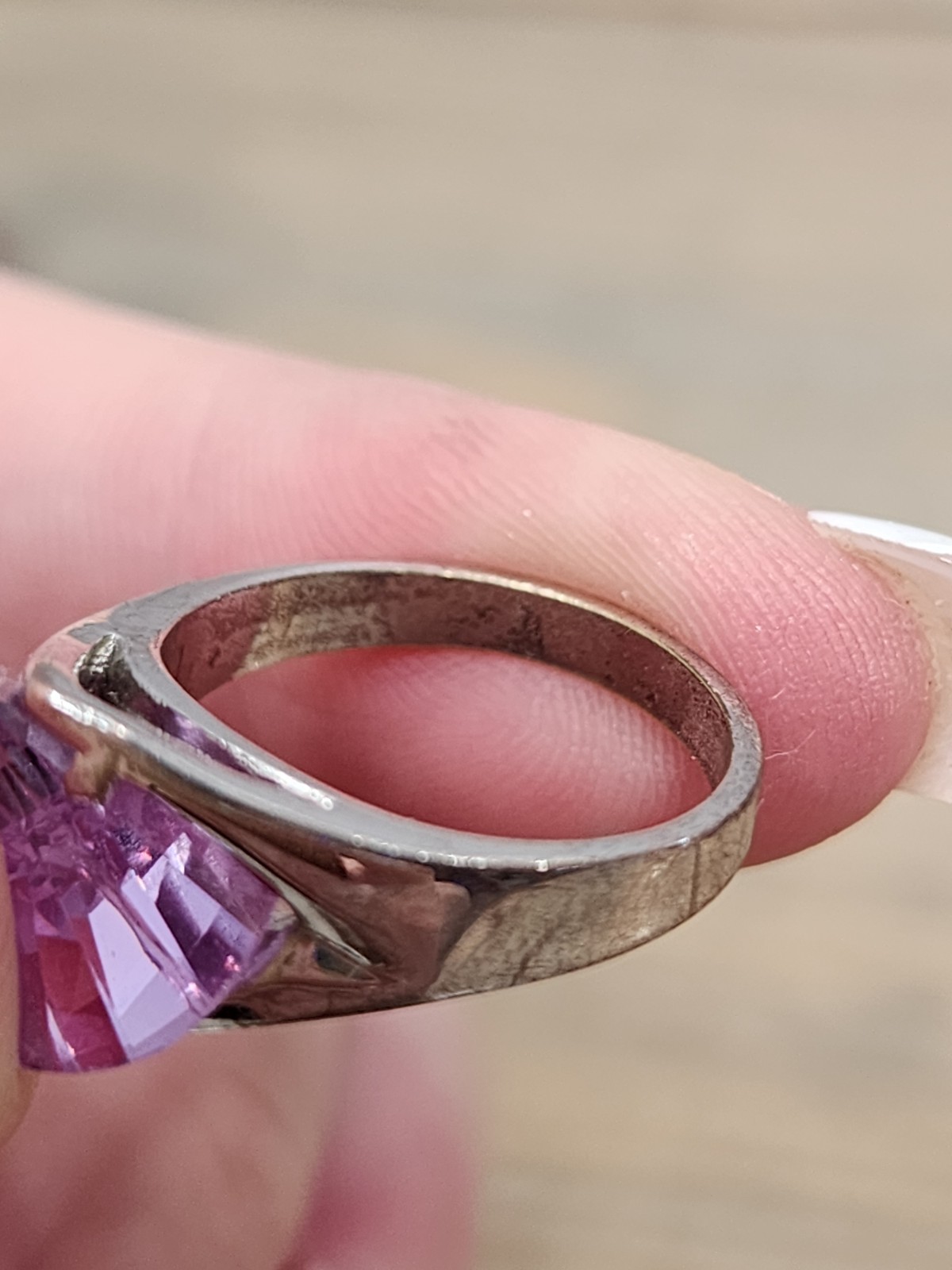Purple Ring Faceted Gem Stone Statement Prong Size 7
