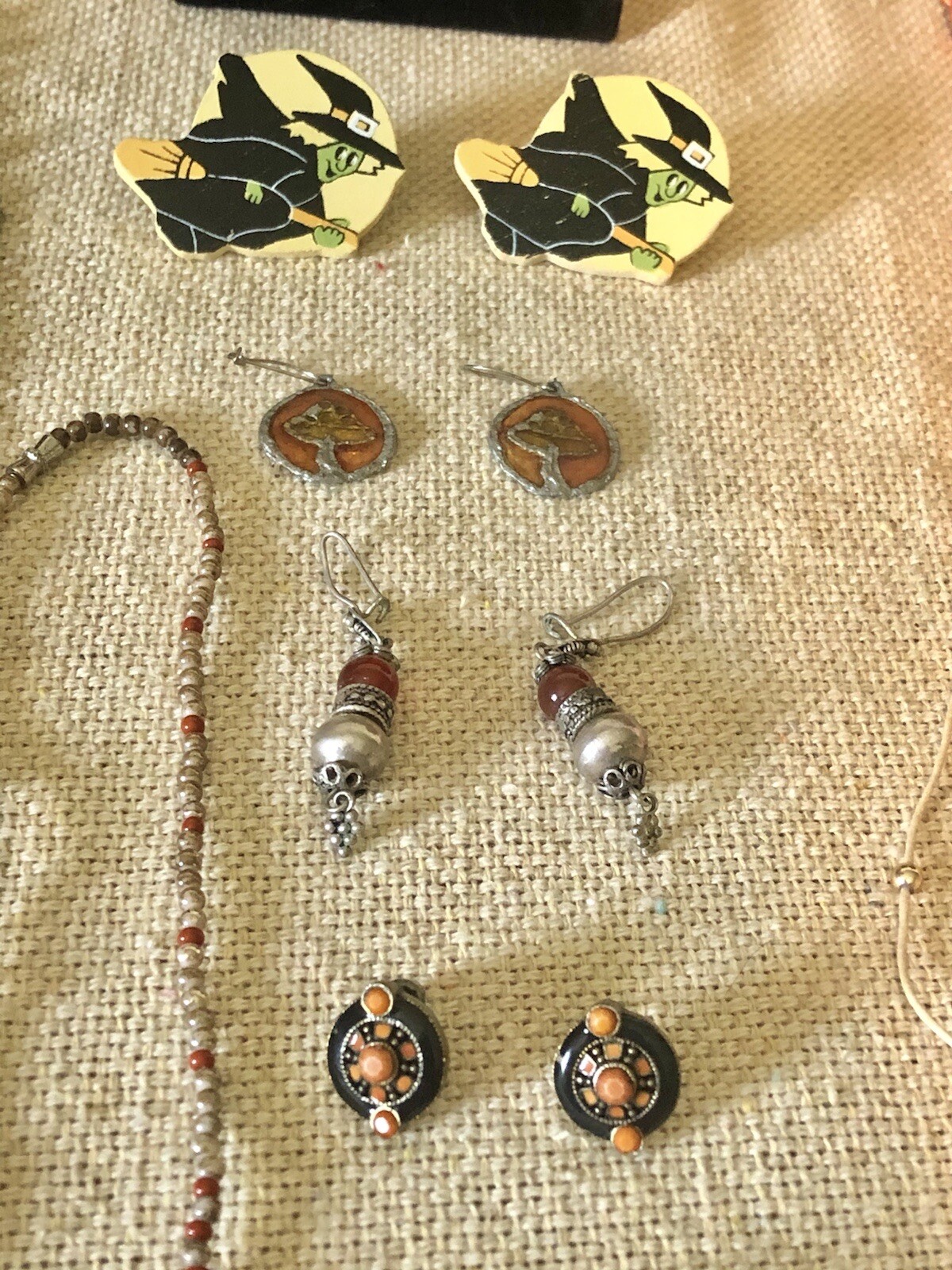 Lot of 20 Vintage to Modern Jewelry Mix Matching Orange Gold Tone Peach Brown