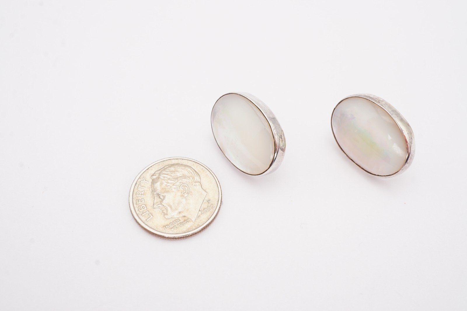 Vintage Sterling Silver 925 Mother Of Pearl Earrings ATI Mexico