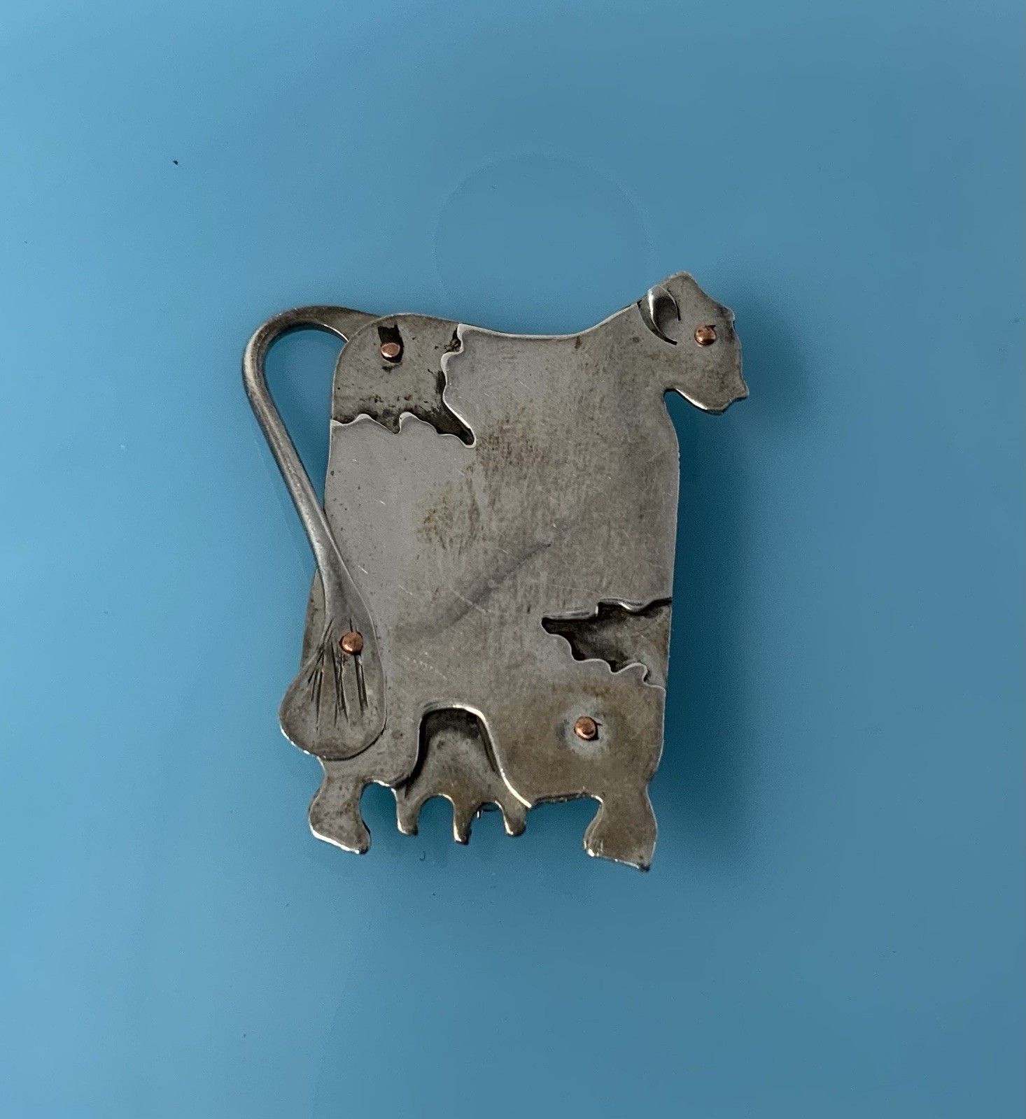 Vintage Sterling Silver Ware Cow Farm Pin Brooch 925 5.3g