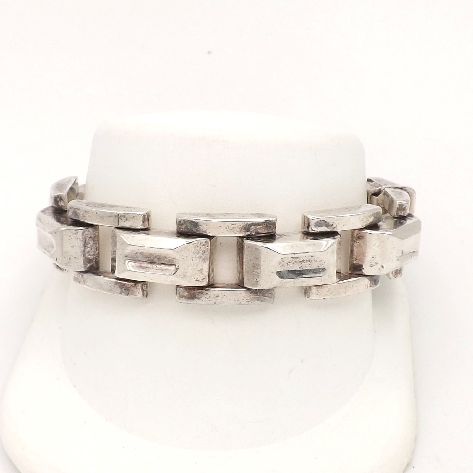 Sterling Silver Puffy Panther Link Bracelet Chunky 7.25in Italy Vintage