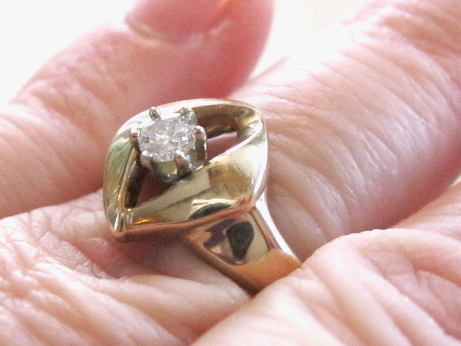 VINTAGE MOD RETRO DIAMOND ENGAGEMENT PROMISE EVERY DAY RING 14K YELLOW GOLD RING