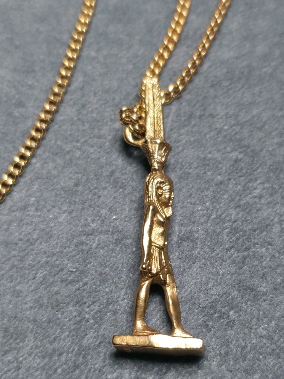 Vintage Alva Museum Replica Egyptian Nefertem God Pendant Necklace 1970s Signed
