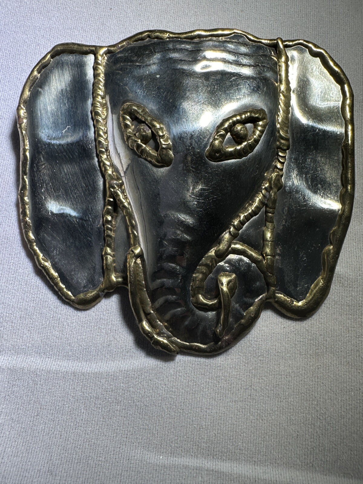 Mixed Metal Brass Elephant Can Be Worn as Brooch or Pendant Handmade Vintage