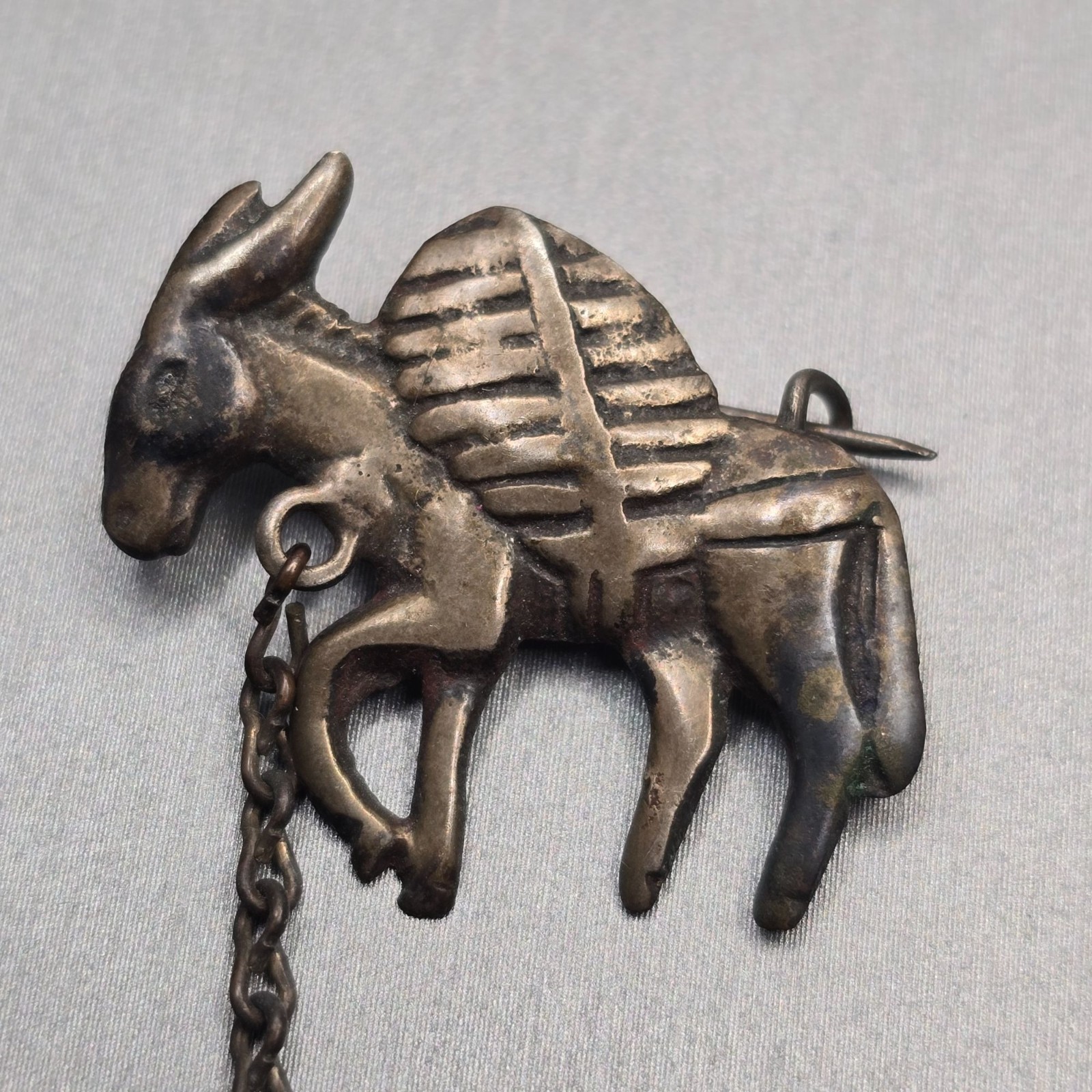 VTG Los Castillo Silver Donkey Brooch Partial 2 Mule Pin Mexico