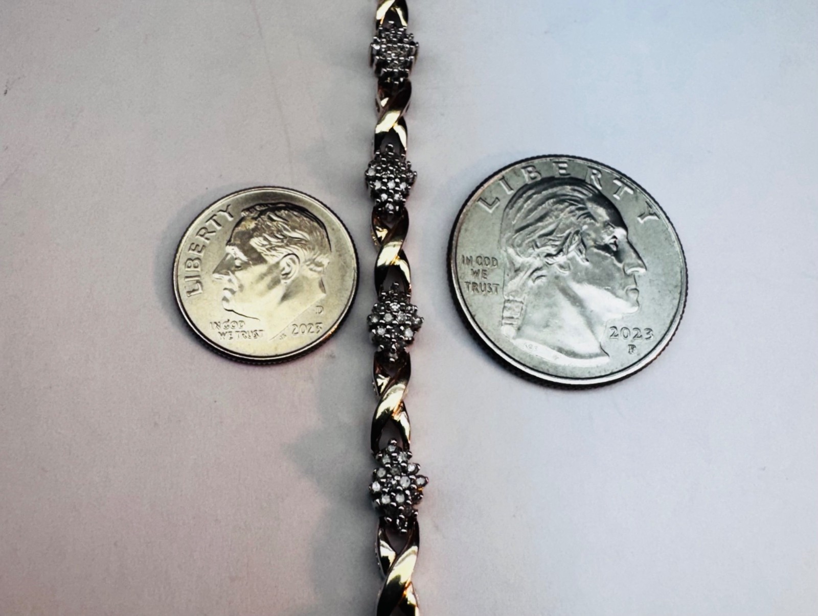 Estate 7.25in 925 Sterling Silver CZ Bracelet Twisted Link 11g Vintage Style