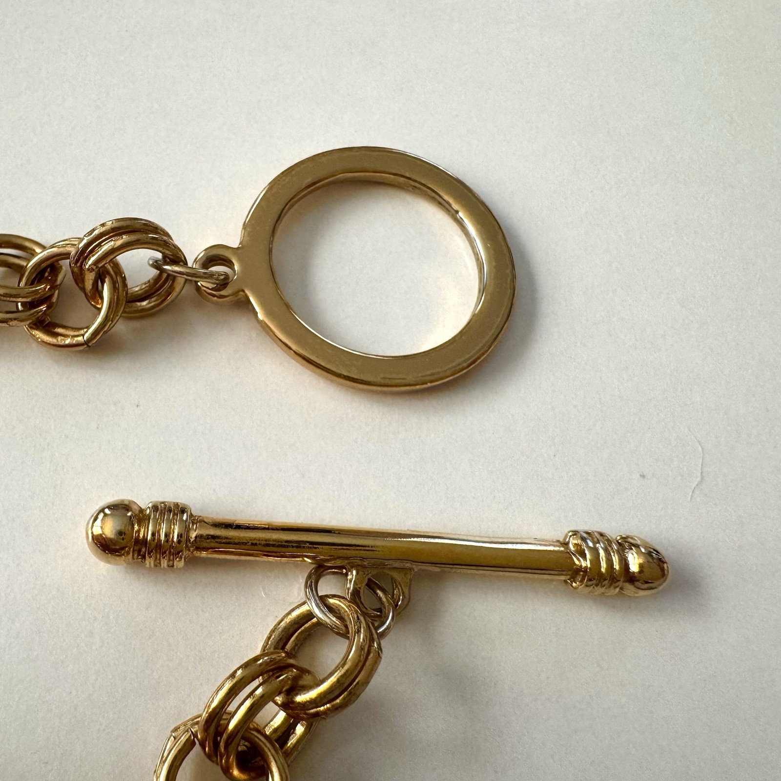 Vintage Gold Tone Double Link Chain Toggle Bracelet – Chunky Statement Style