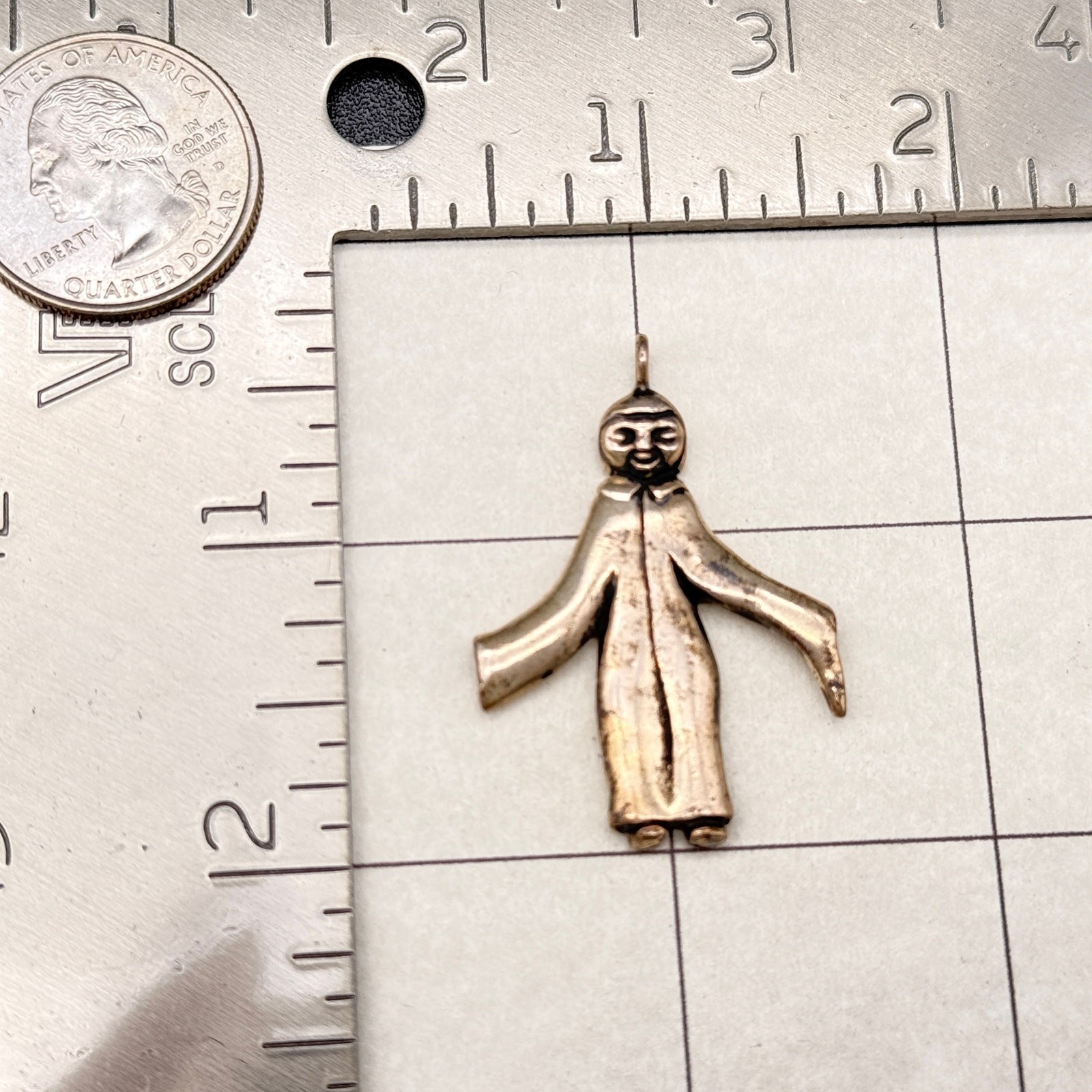 Vintage Figural Folk Art Person Silver Pendant