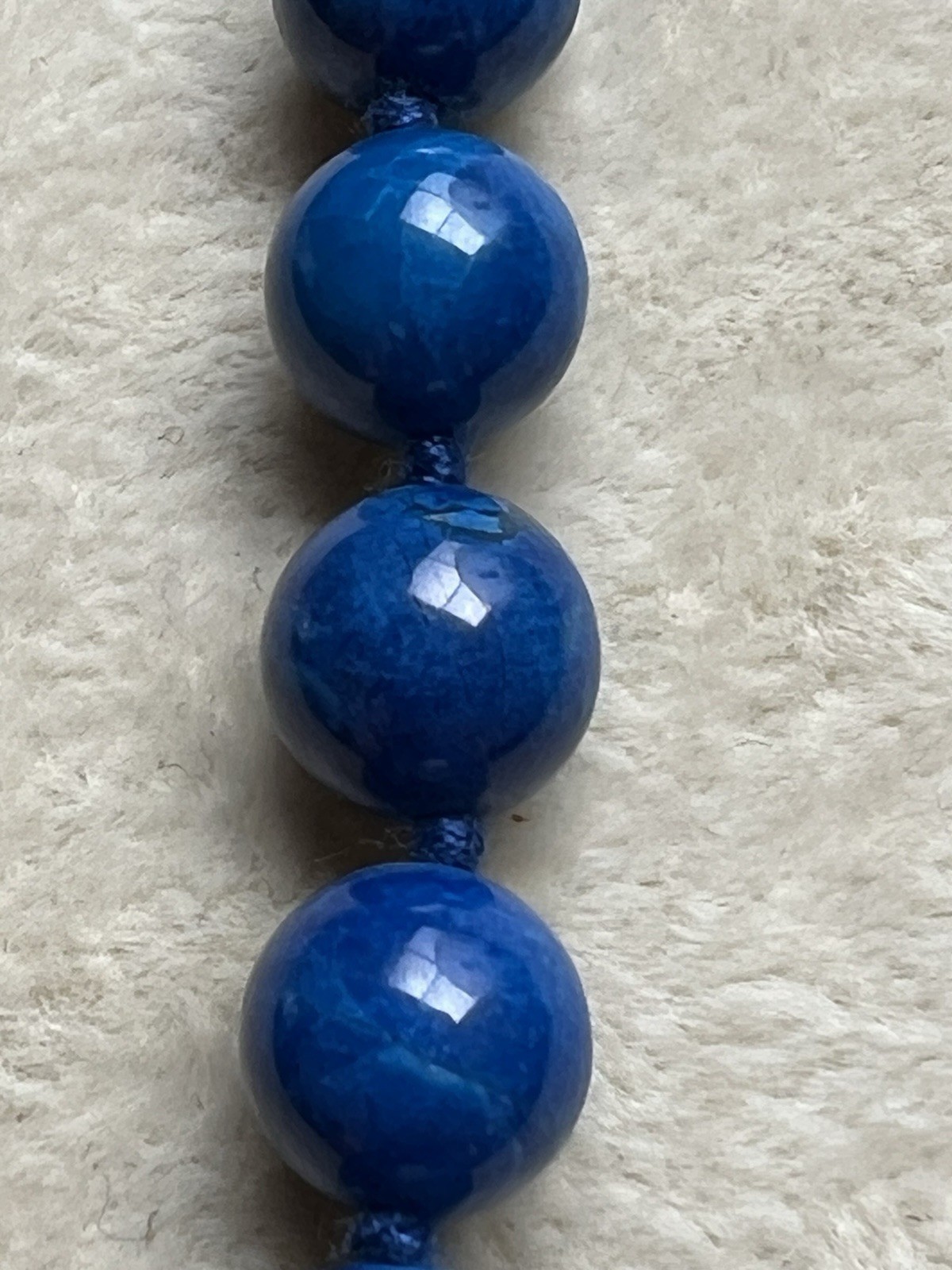Vintage Blue Apatite Bead Necklace No Clasp Knotted 31”