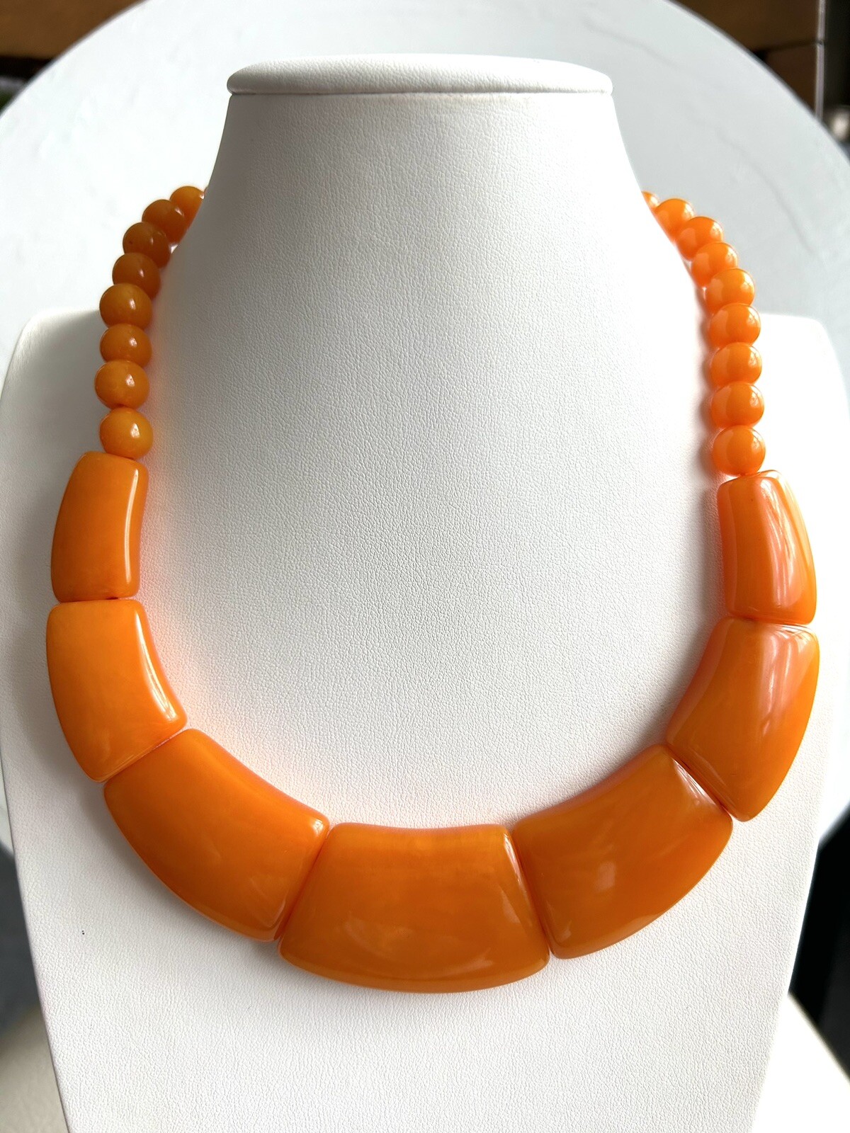 Vintage Style Unique Design Amber Resin beads Necklace from Nepal for sale