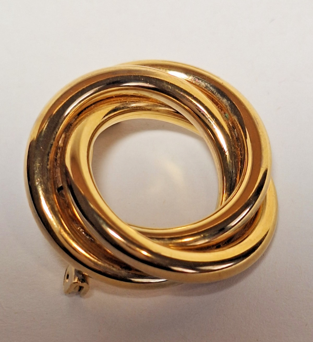 1 Vtg Christian Dior 1970s Knot Brooch & 1 Gold-Tone Intertwined Circle Brooch