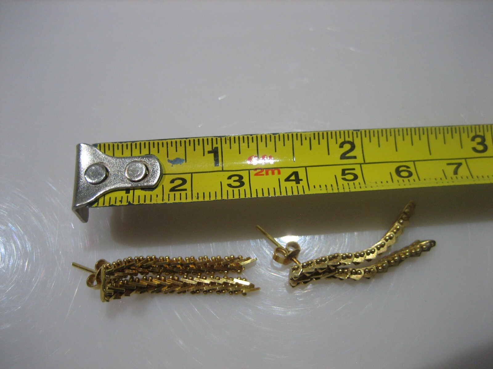 VINTAGE 18K YELLOW GOLD RICCIO CHAIN DANGLE TASSEL EARRINGS 6.4 GRAMS