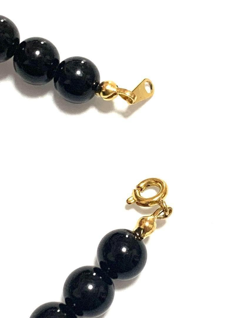 Vintage Cloisonné Enamel Floral Necklace Black Beads 45cm