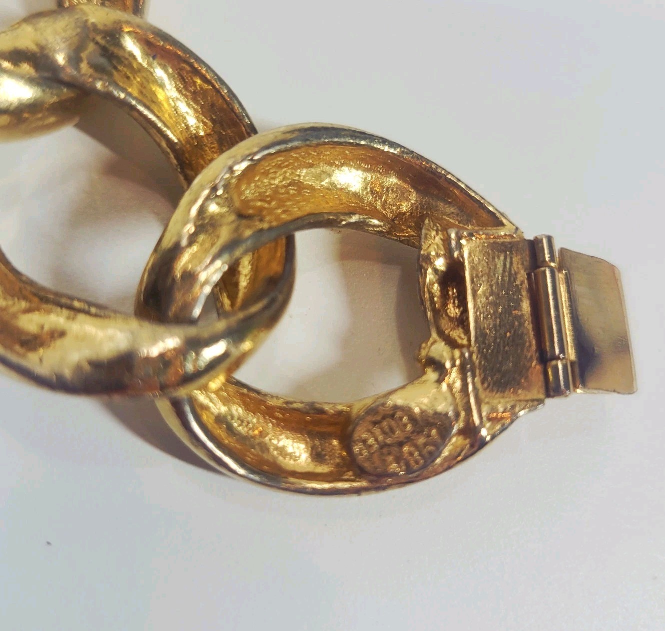 Vintage 80s Gay Boyer Signed Twisted Curb Link Collar Necklace Heavy Statement
