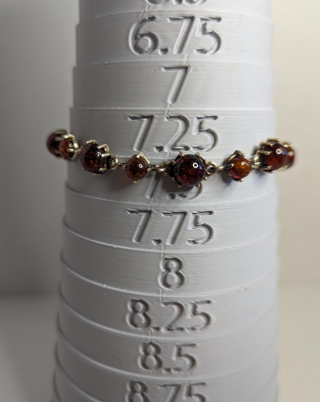 Vintage 7.25 in Cabochon Baltic Amber 925 Silver Bracelet 26.2.27-2