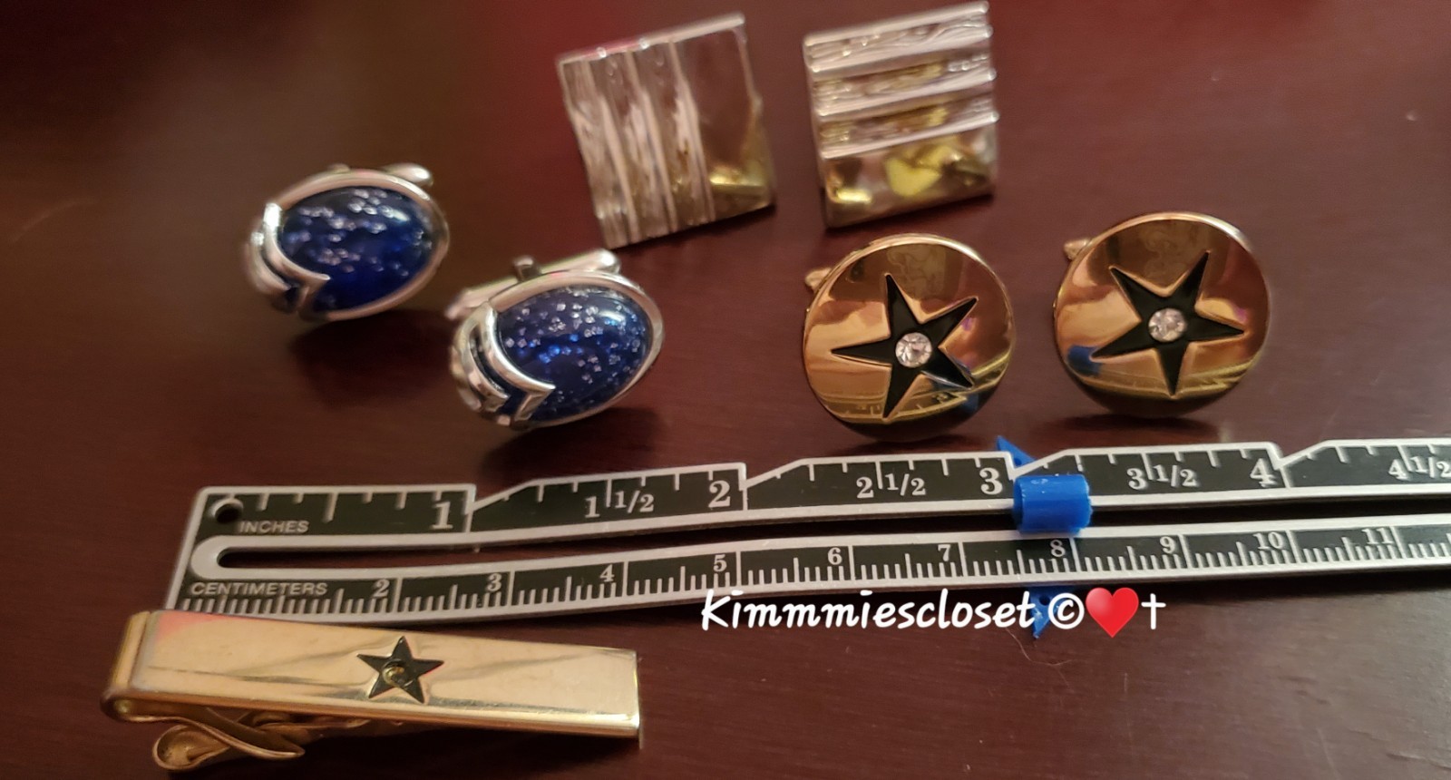 3 Vintage Marked SWANK Cuff Links & Tie Clip Made In USA 1950’s-60 Variety Style