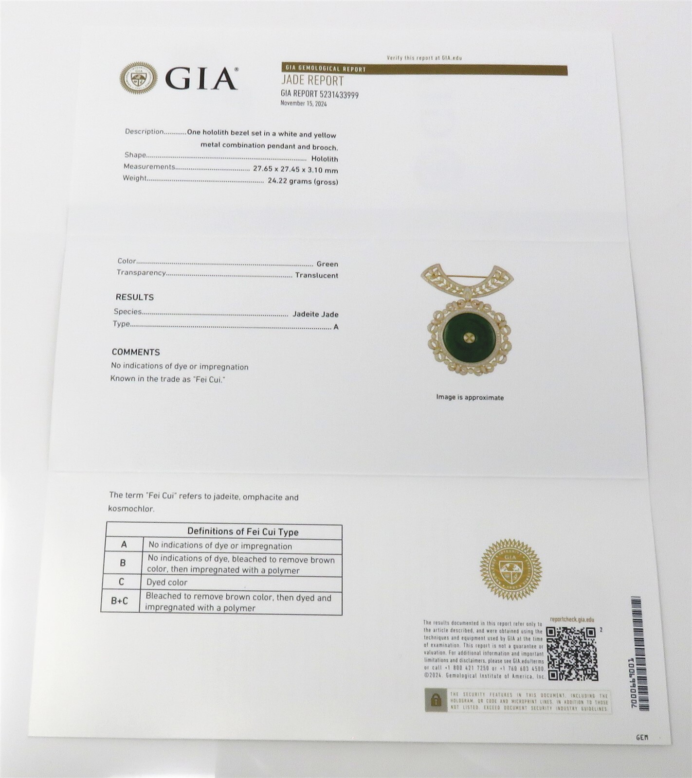 NYJEWEL GIA Certified 18k Gold Jadeite A Jade Fei Cui & 3.8ct Diamond Brooch 翡翠