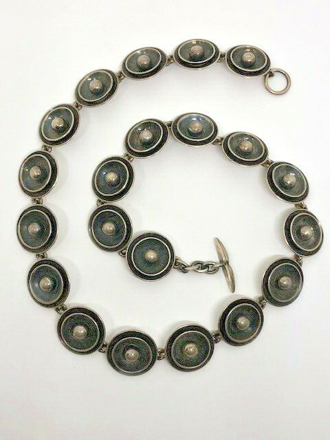 Vintage~Neils Erik FROM~ Modernist Denmark Sterling Beadwork Necklace 15″ / #798