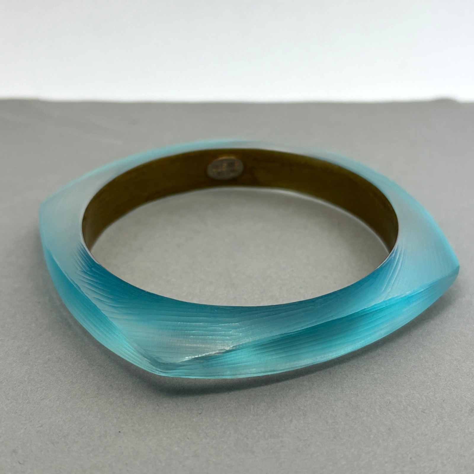 Alexis Bittar Bangle Bracelet Lucite Aqua Light Blue Translucent Vintage
